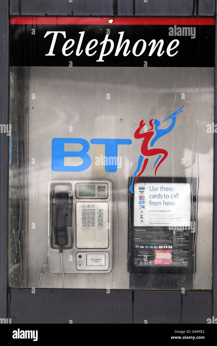 Eine allgemeine Ansicht eines britischen Telecoms Telefonbox.. Eine allgemeine Ansicht einer Telefonbox der britischen Telecoms. Stockfoto