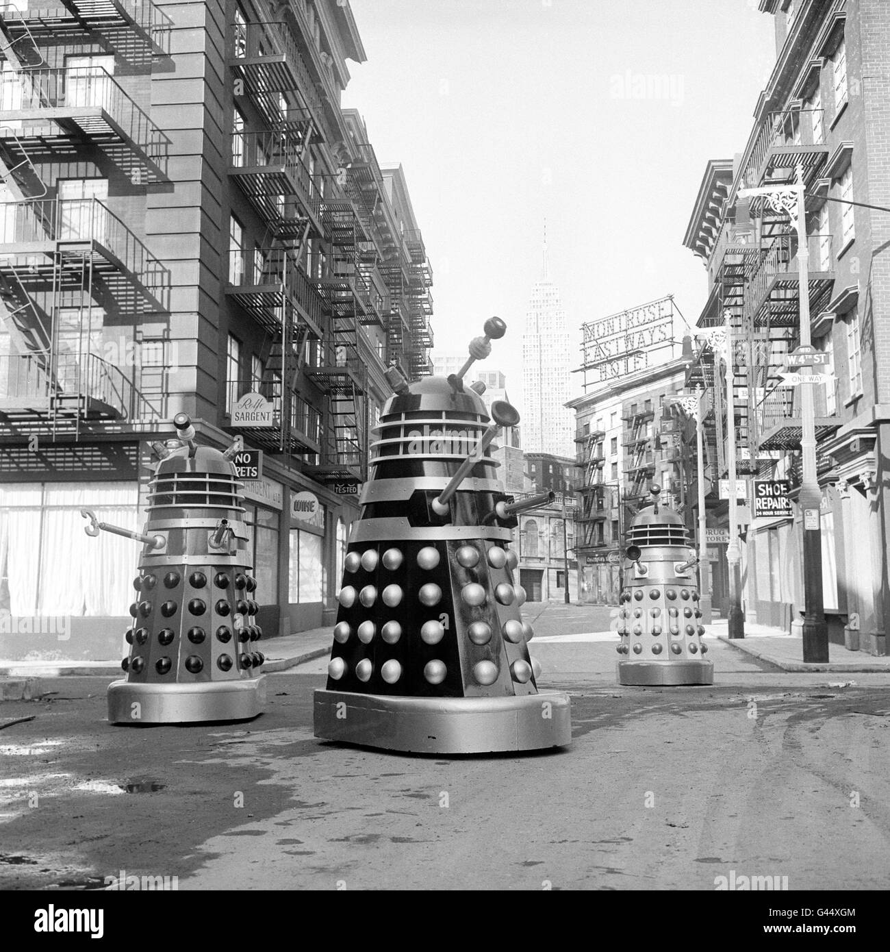 Daleks von der BBC Science-Fiction-Fernsehsendung, Dr. Who. Stockfoto