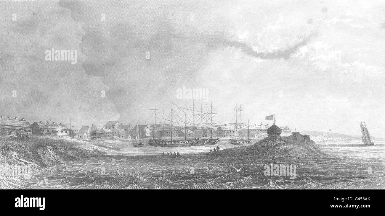 NEW YORK STATE: Sacket ist (Sackett) Hafen 1815., antike print 1849 Stockfoto
