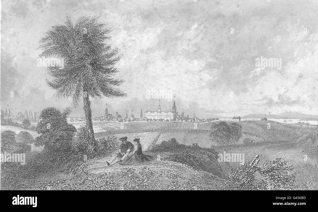 NEW YORK: Süd-Ost-Ansicht von New York City im Jahre 1768., antike print 1849 Stockfoto