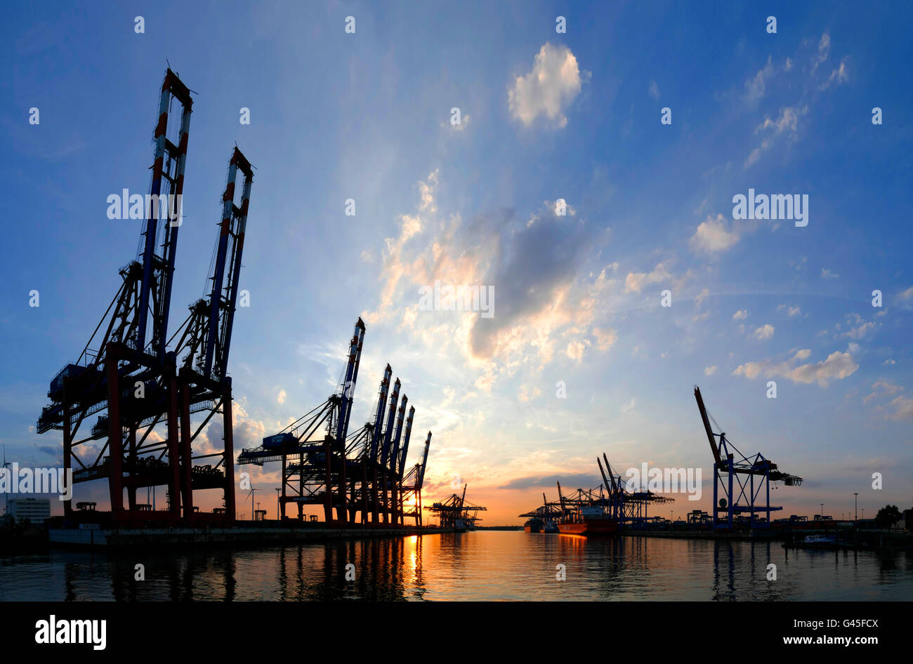 Europa Deutschland Hamburg Hafen Hamburg Containerschiff laden entladen Stockfoto