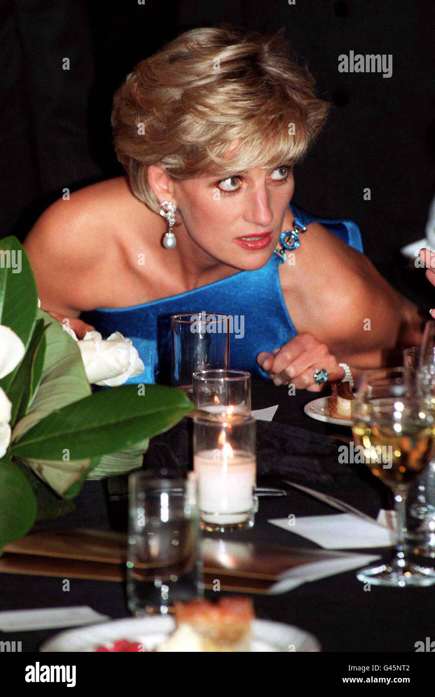 Diana, Prinzessin von Wales, nimmt heute (Donnerstag) am Victor Chang Charity Dinner Teil. Stockfoto