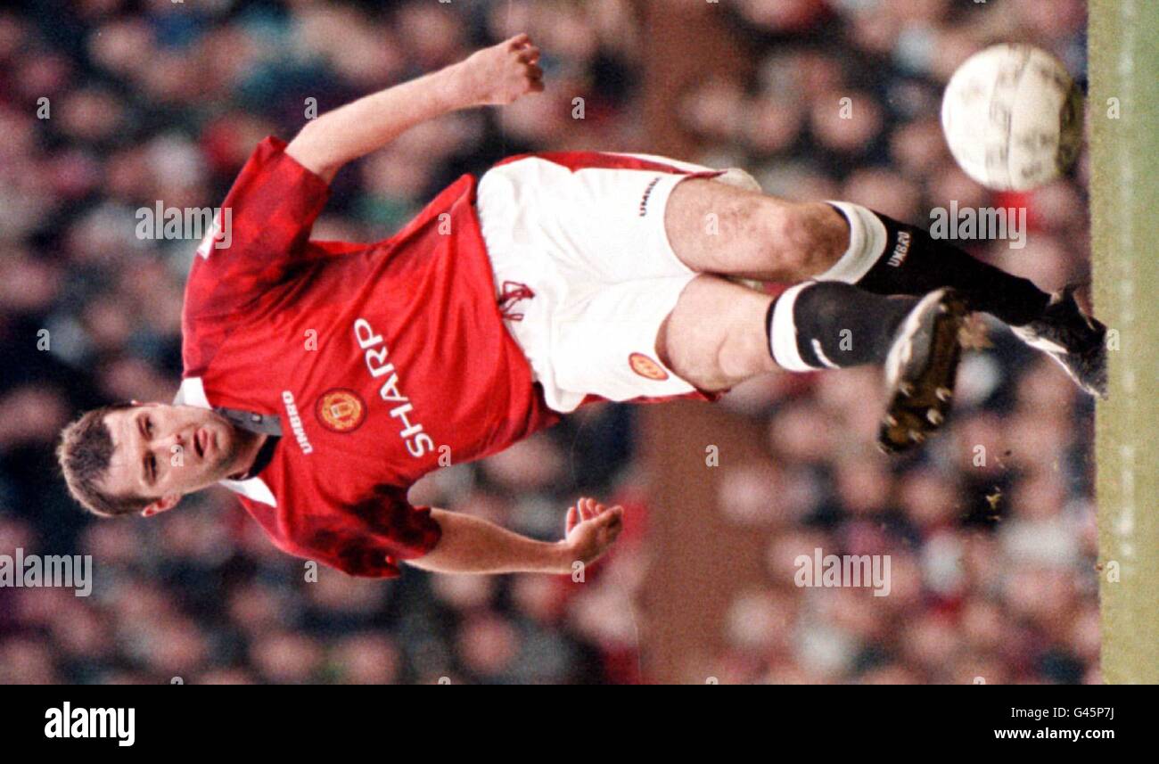 Gary Pallister kehrt nach einer langen Entlassung in Old Trafford heute (Sa) zur Seite der man Utd zurück, als sie sich mit Leicester trafen. Pic Dave Kendall. Stockfoto