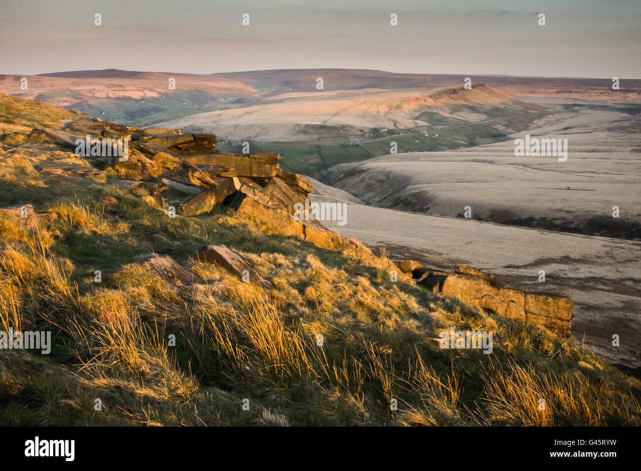 Marsden Moor und Pule Hill, Lancashire-Yorkshire Grenze, UK Stockfoto