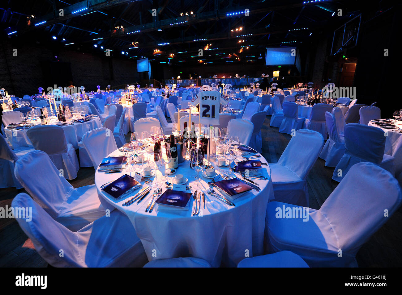 Fußball - Football League Awards 2011 - London. Gesamtansicht der Tische in der Brauerei vor den Football League Awards 2011 Stockfoto