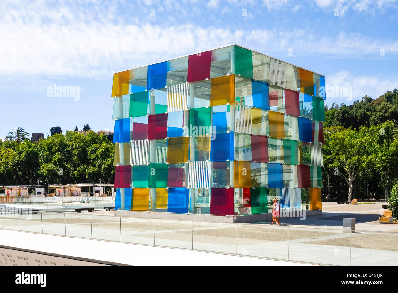 Centre Pompidou Malaga, das Centre Pompidou, der Würfel, Pop-up-Museum, Malaga, Andalusien, Spanien. Stockfoto