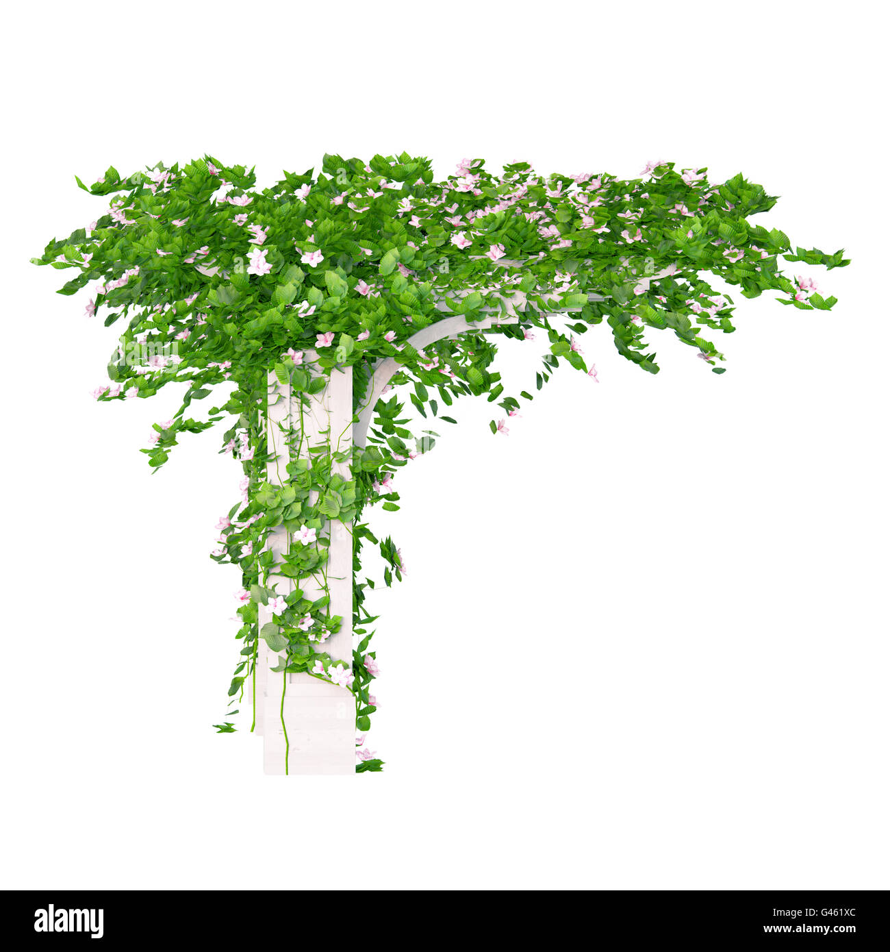 Abgewinkelte Pergola aus Holz Stockfoto