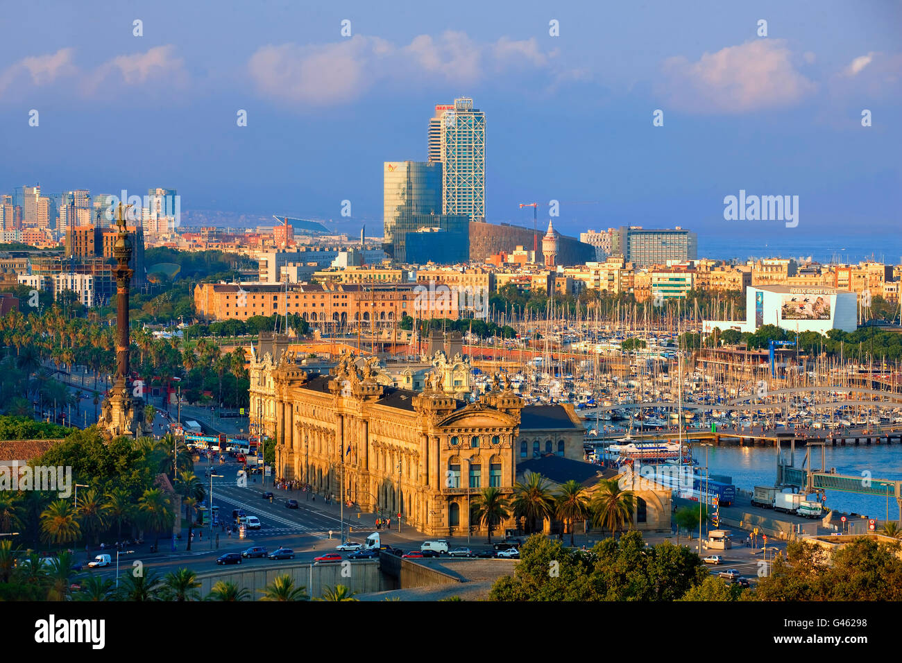 Überblick über Barcelona Hafen Miramar belvedere Stockfoto