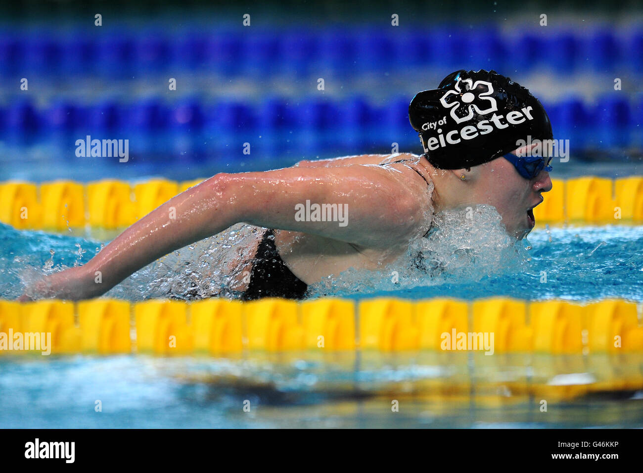 Harriet West der Stadt Leicester während ihrer Hitze der Women's Open 200m Butterfly Stockfoto