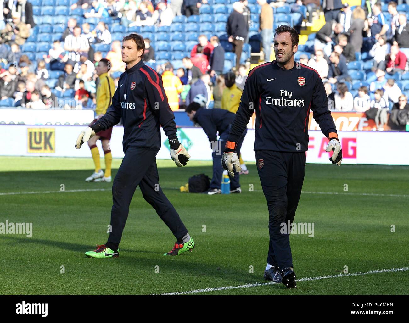 Fußball - Barclays Premier League - West Bromwich Albion gegen Arsenal - The Hawthorns. Arsenal-Torwart Jens Lehmann (links) und Manuel Almunia (rechts) Stockfoto