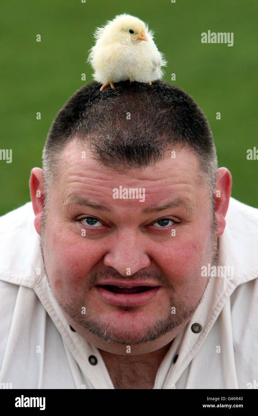 Glen Ross, der stärkste Mann Großbritanniens, in der Kings Hall während eines Fotoaufrufs zur diesjährigen Balmoral Show in Belfast. Stockfoto