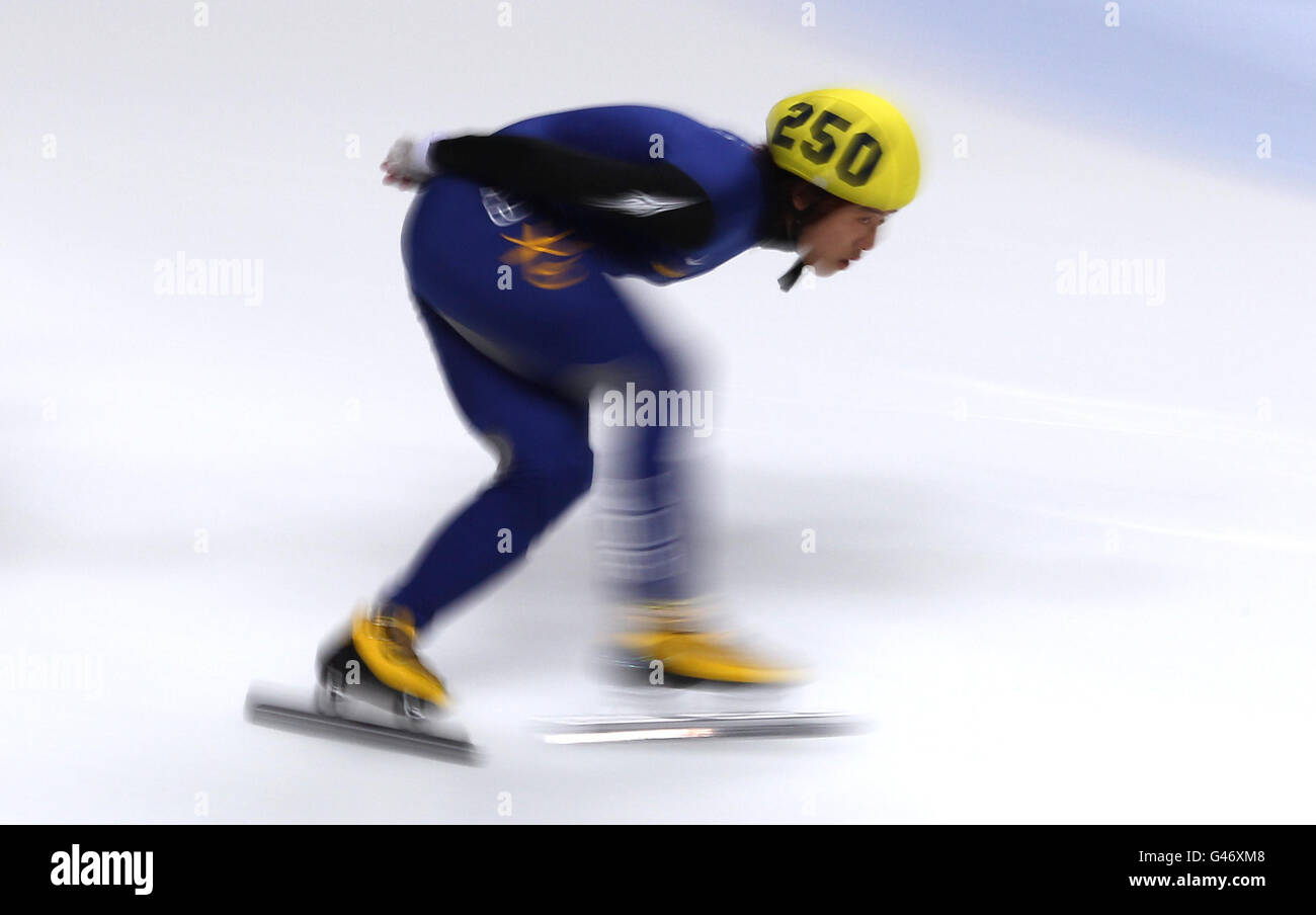 Eisschnelllauf - ISU-Kurzbahn-Eisschnelllauf-Weltmeisterschaften - erster Tag - Motorpoint Arena. Der Koreaner Cheon-Ho um während des 1500-m-Viertelfinals der Männer Stockfoto