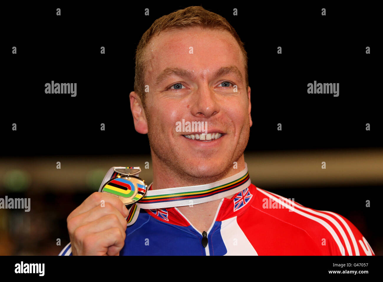 Der britische Sir Chris Hoy gewann mit seiner Silbermedaille Im Men's Keirin am vierten Tag der UCI Leichtathletik-Weltmeisterschaften Stockfoto