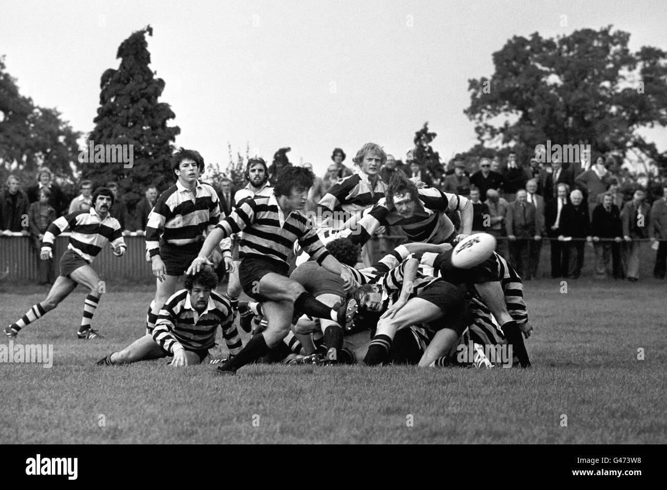 Wesps Scrum-Half M Evans räumt nach einem Scrum seine Linie auf Reduzieren Stockfoto