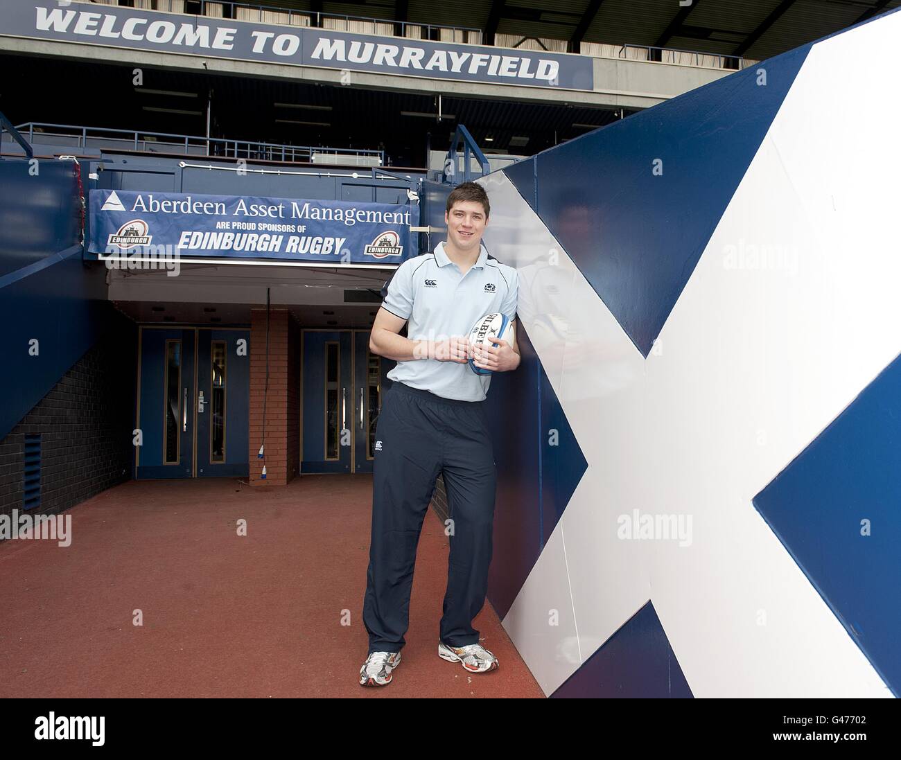 Rugby Union – Ankündigung Des John Macphail-Stipendiums – Murrayfield. Stipendiat des John McPhail Stipendiums Grant Gilchrist (Edinburgh/Stirling County) während eines Medienaufrufs in Murrayfield, Edinburgh. Stockfoto