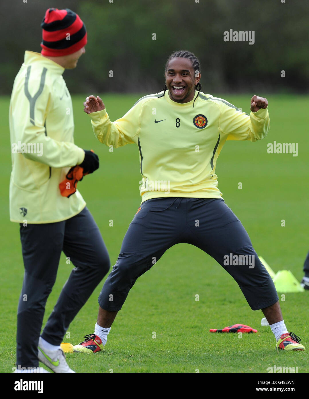 Fußball - UEFA Champions League - Finale Viertel - Chelsea gegen Manchester United - Manchester United Training - Carrington Stockfoto