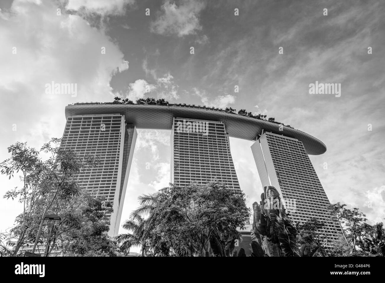 Singapur, Singapur - 9. Dezember 2014: Das Marina Bay Sands Hotel ist ein integriertes Resort bekannt weltweit. Stockfoto