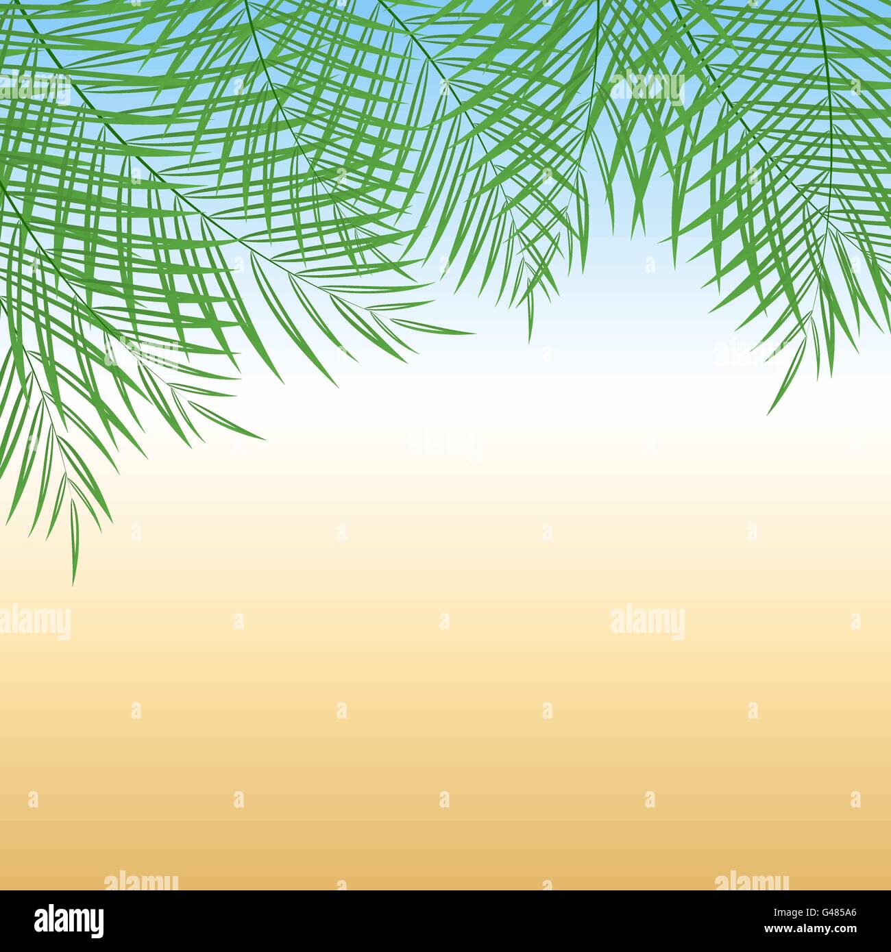 Vektor-Illustration der Palme Blätter über Sommer Hintergrund für Ihr design Stock Vektor