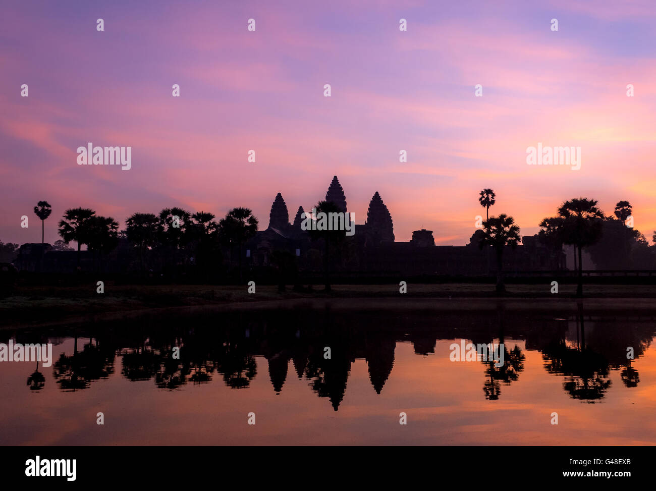 Angkor Wat Tempel Sonnenuntergang Himmel - Kambodscha Stockfoto