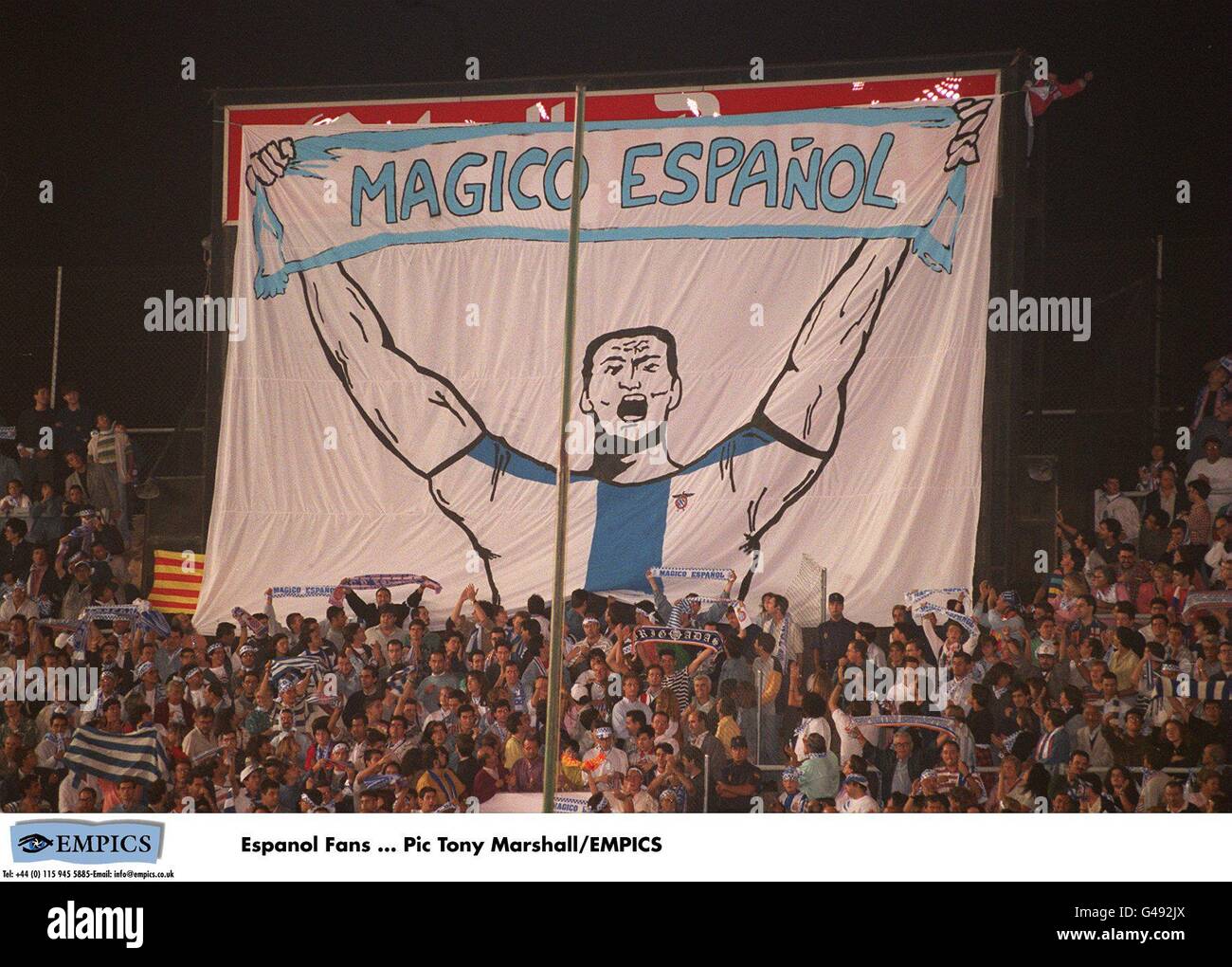 SPANISCHER FUSSBALL. ESPANOL FANS Stockfoto
