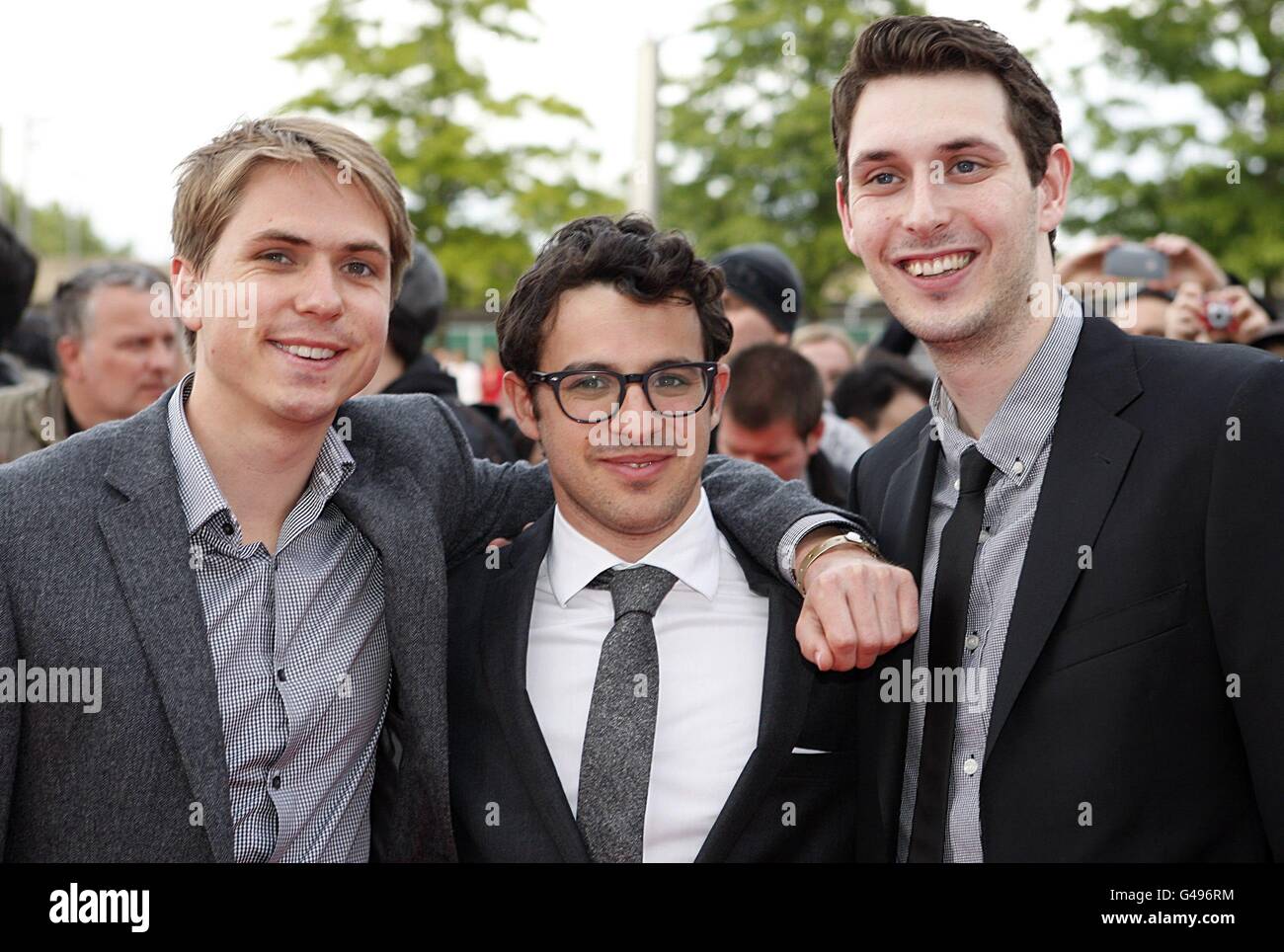 (Von links nach rechts) Joe Thomas, Simon Bird und Blake Harrison bei der Ankunft für die National Movie Awards 2011 in der Wembley Arena, London Stockfoto