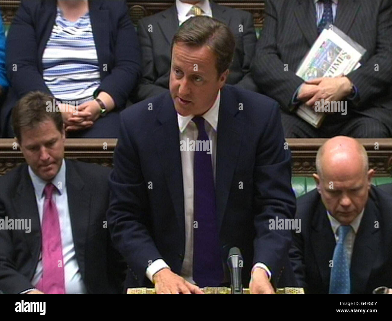 Premierminister David Cameron gibt nach dem Tod von Osama bin Laden eine Erklärung vor dem Unterhaus ab. Stockfoto