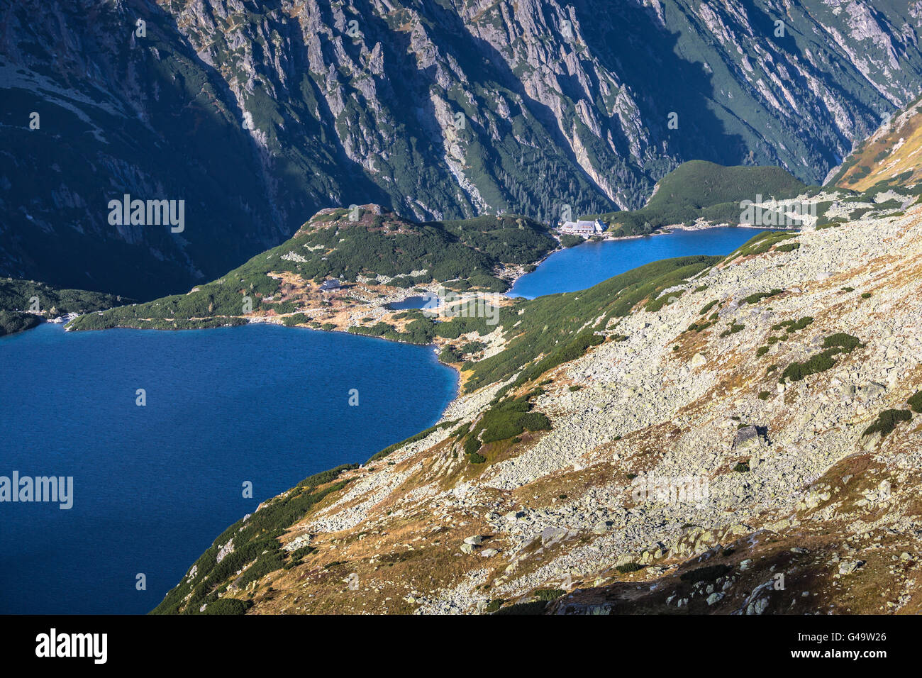 Tal der fünf Teiche in der hohen Tatra, Zakopane, Polen Stockfotografie