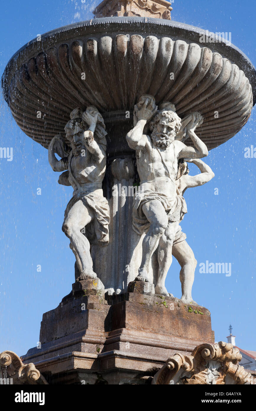 Samson-Brunnen, historische Zentrum von Budweis, Budweis, Budvar, Süd-Böhmen, Tschechische Republik, Europa Stockfoto