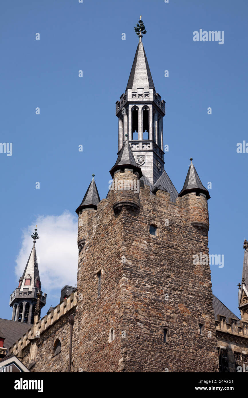 Granusturm Turm, der den östlichen Turm der City Hall, Rathaus, Aachen