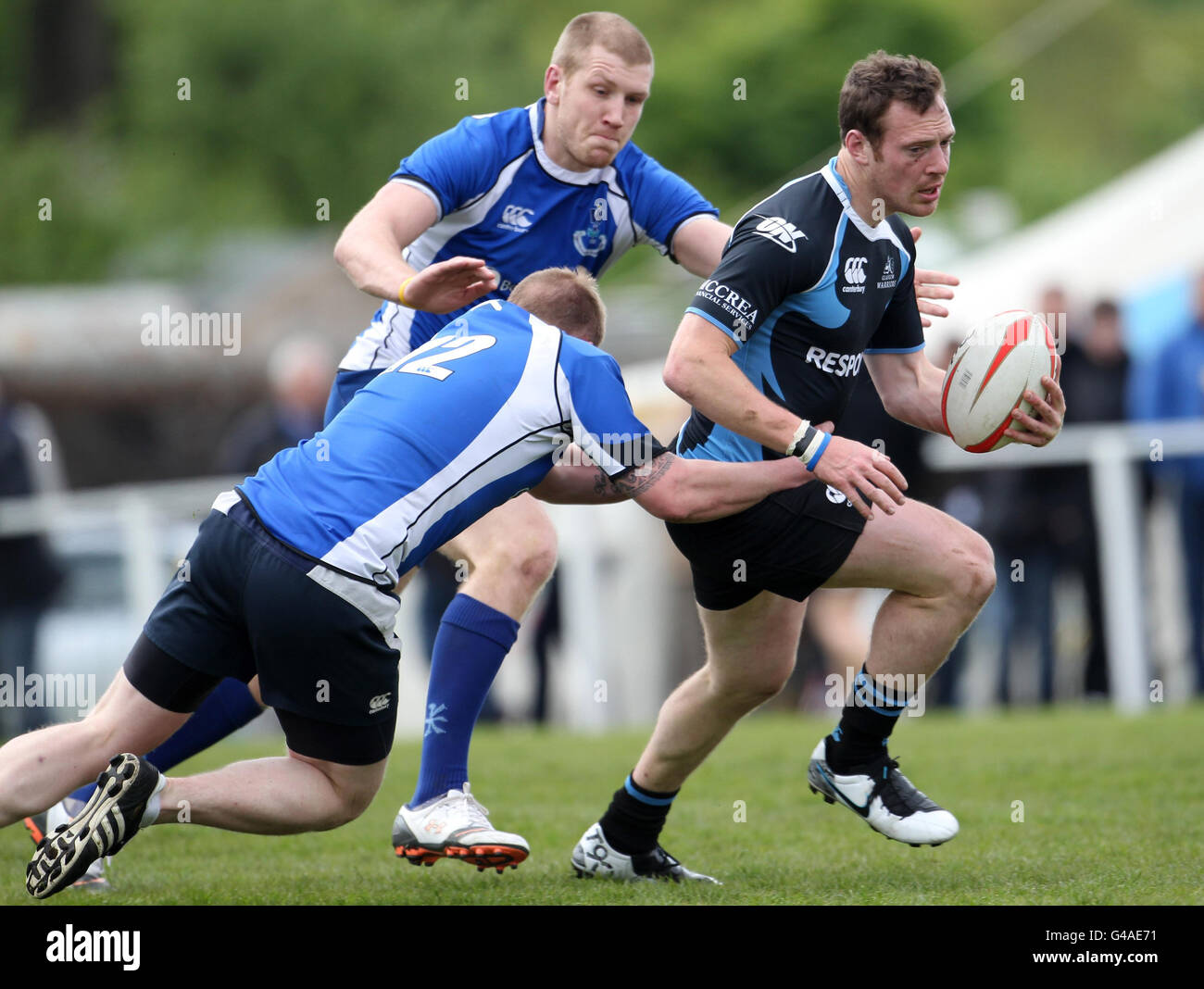Rugby Union - Glasgow City 7 - Cartha QP. Glasgow Warriors in Aktion gegen Howe of Fife während der Glasgow 7 in Cartha QP, Glasgow. Stockfoto