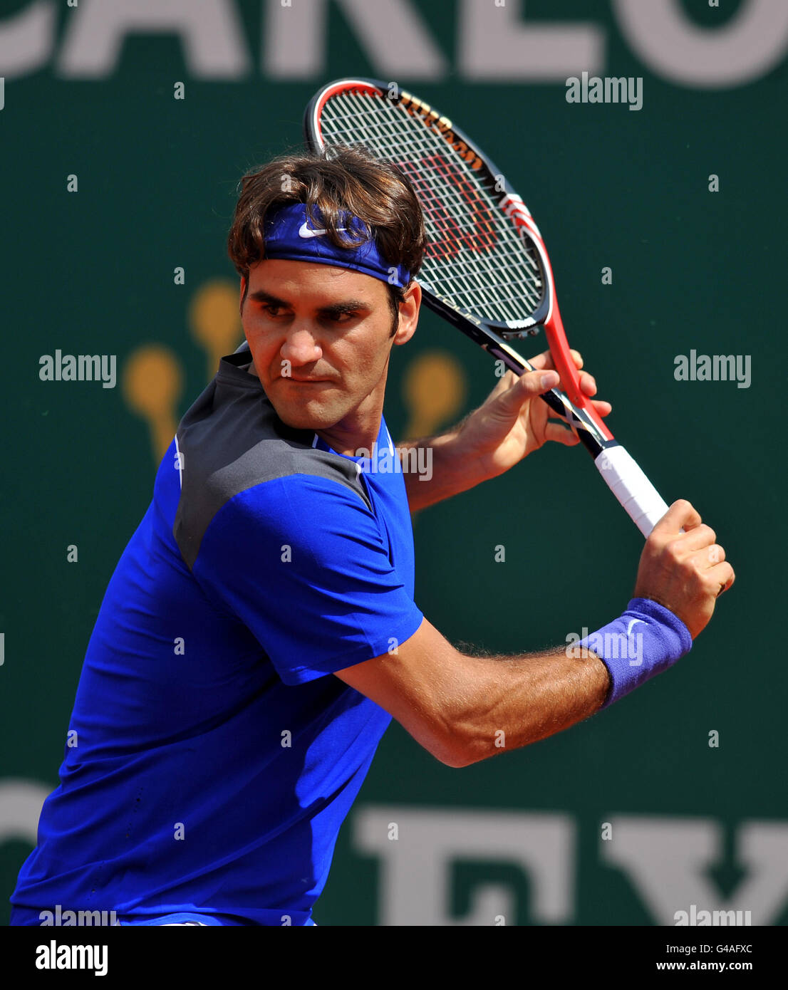 Tennis - Monte-Carlo Rolex Masters 2011 - Tag Fünf - Monte-Carlo Country Club. Roger Federer, Schweiz Stockfoto