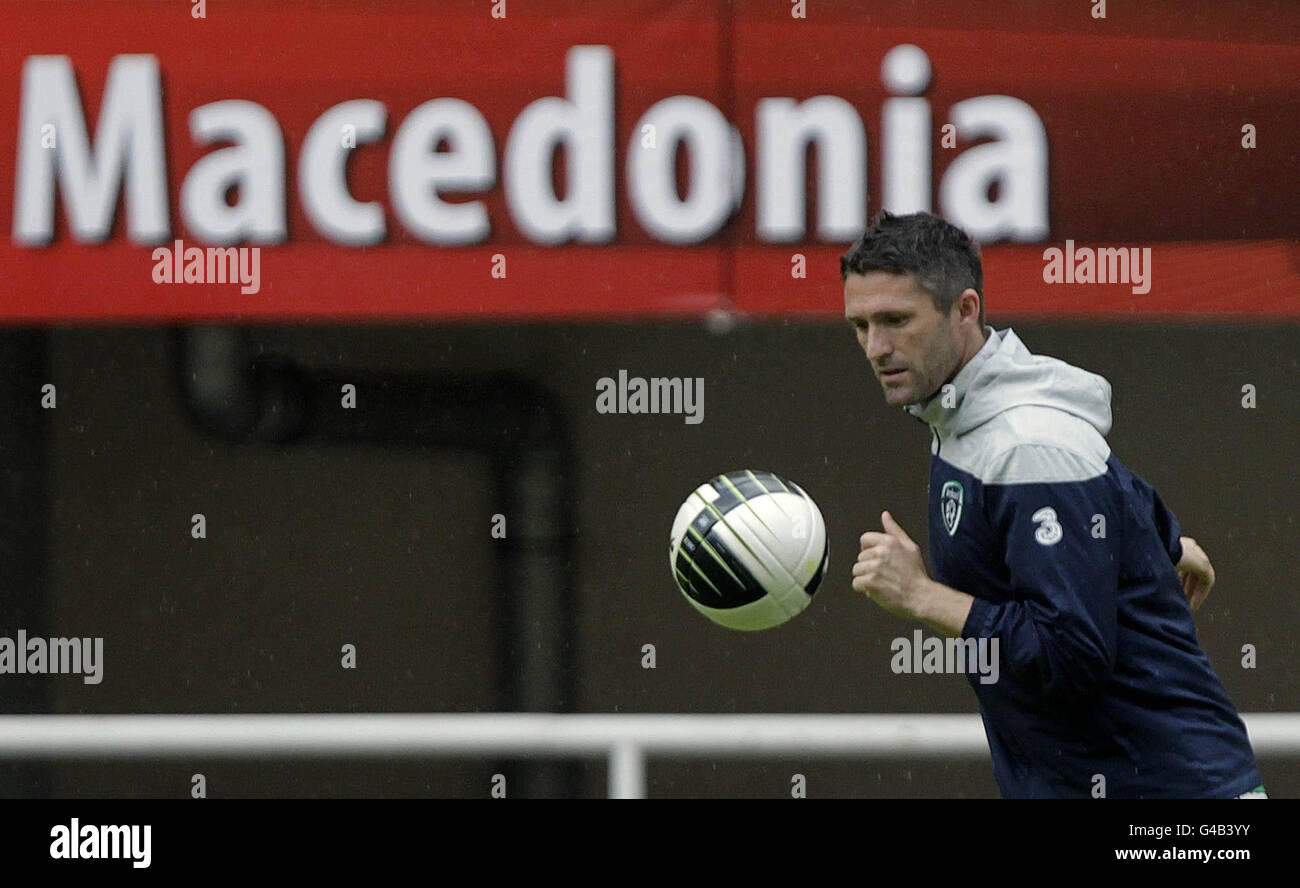 Fußball - UEFA Euro 2012 - Qualifikation - Gruppe B - Mazedonien V Republik Irland - Republik Irland Trainings- und Presse Con... Stockfoto