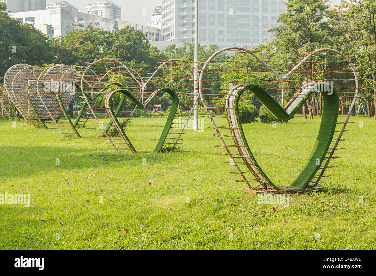 Park mit Wiese und Baum-Liebe Stockfoto