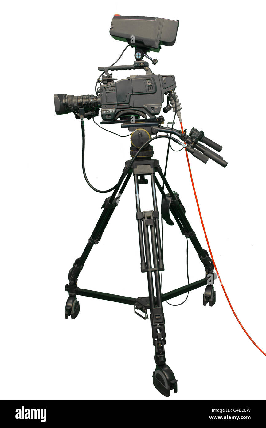 TV Professional Studio digital-Videokamera isoliert auf weißem Hintergrund Stockfoto