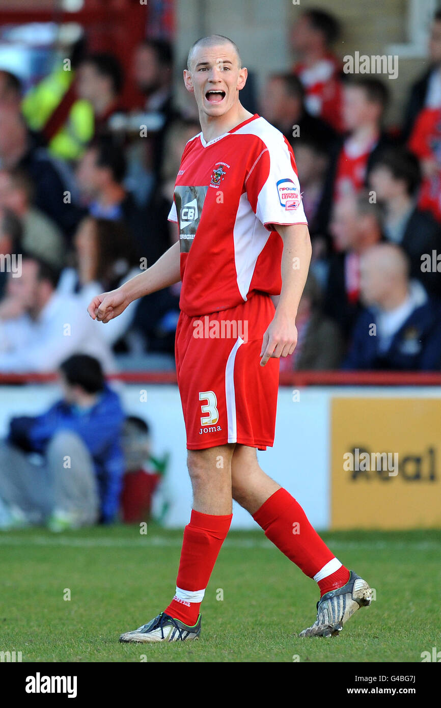 Fußball - npower Football League Two - Play Off Halbfinale - zweites Bein - Accrington Stanley gegen Stevenage - Crowne Ground. Dean Winnard, Accrington Stanley Stockfoto