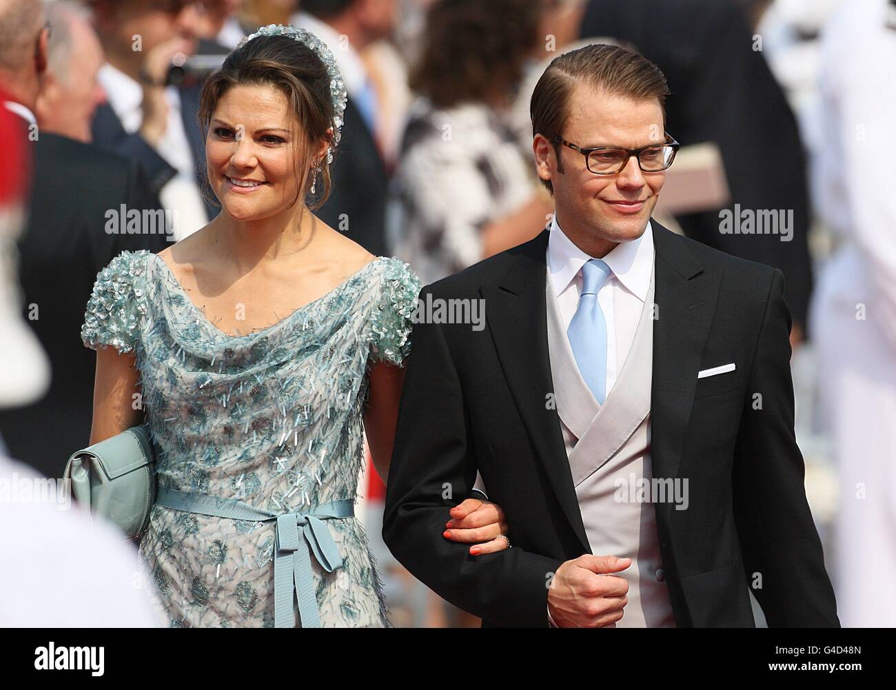 Stergotland Ankunft zur Hochzeit von Prinz Albert II von Monaco und Charlene Wittstock am Place du Palais. Stockfoto