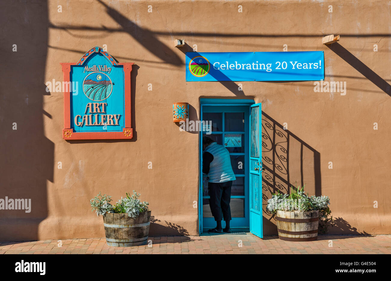 Kunstgalerie in Old Town-Abschnitt von Mesilla in der Nähe von Las Cruces, New Mexico, USA Stockfoto