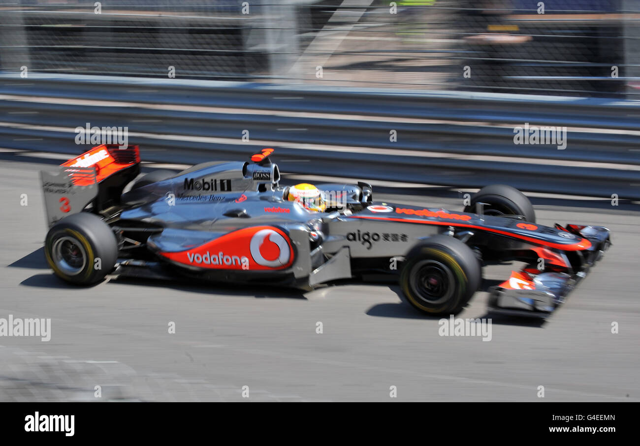 McLaren Lewis Hamilton während der Trainingseinheit des Grand Prix von Monaco, Monte Carlo. Stockfoto
