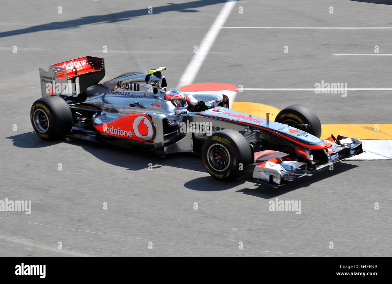 McLaren Jenson-Taste während der Trainingseinheit des Grand Prix von Monaco, Monte Carlo. Stockfoto
