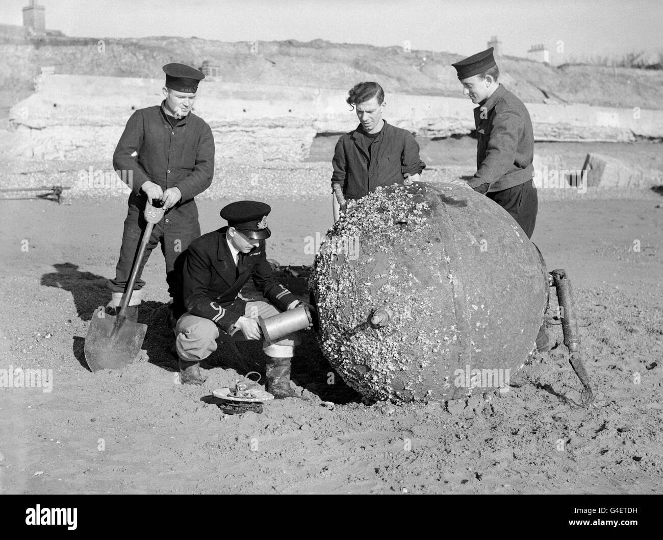 Militär - Blindgänger - Cooden Beach, Bexhill Stockfoto