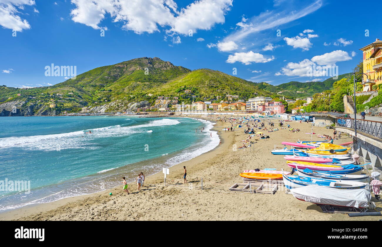 Strand von Levanto, Riviera de Levanto, Ligurien, Italien Stockfoto