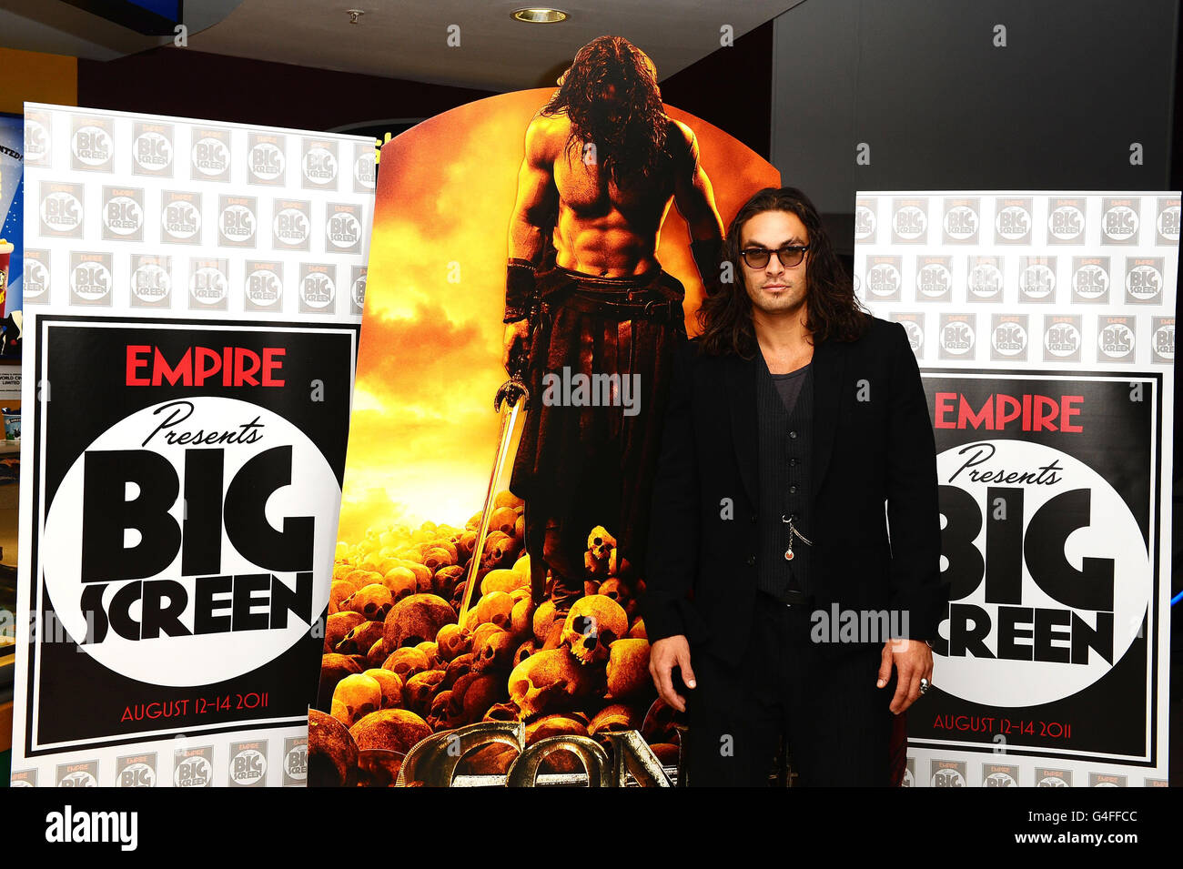 Jason Momoa, der seinen Film Conan the Barbar im Empire Big Screen Weekend im O2 vorstellen wird. Stockfoto
