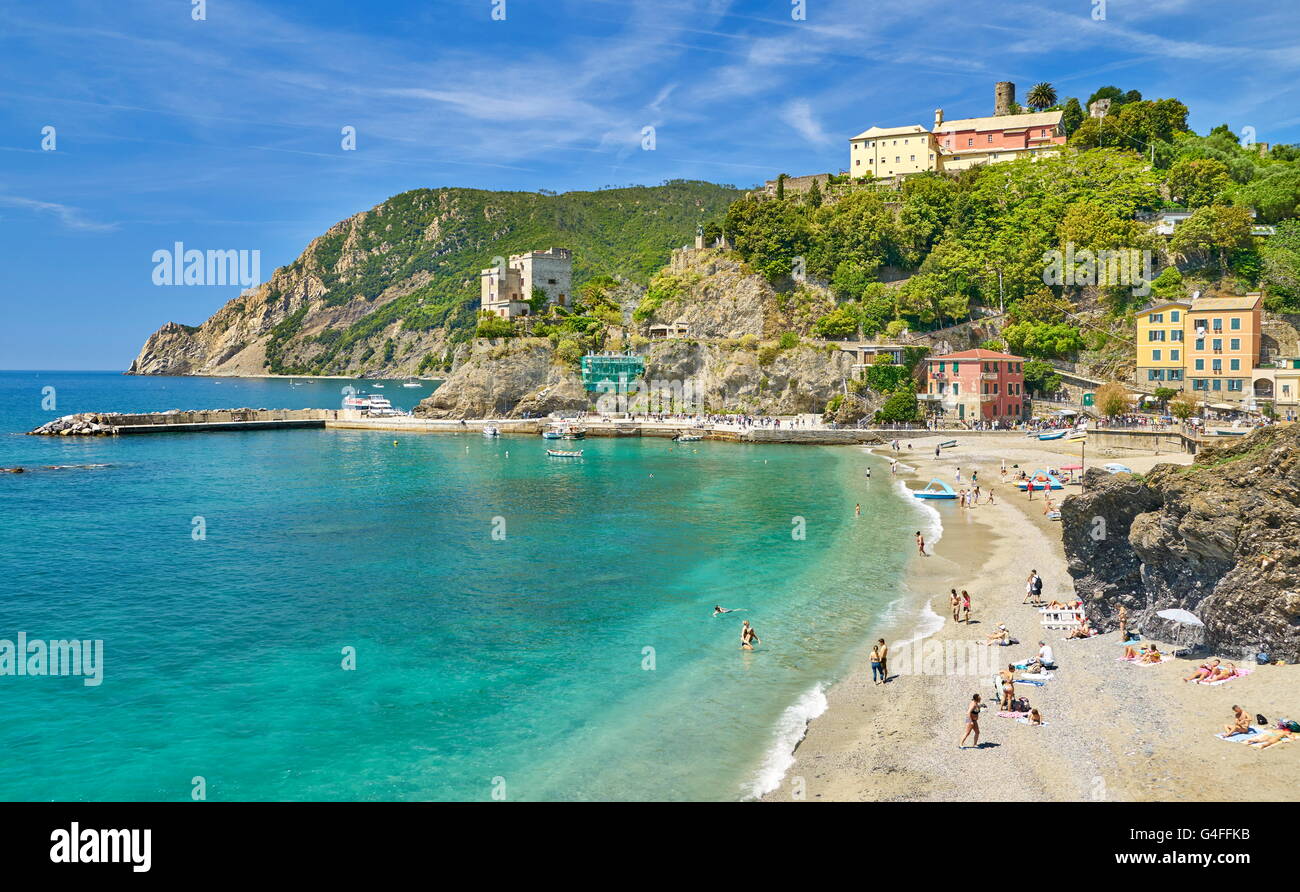 Strand von Monterosso al Mare, Nationalpark Cinque Terre, Ligurien, Italien, UNESCO Stockfoto