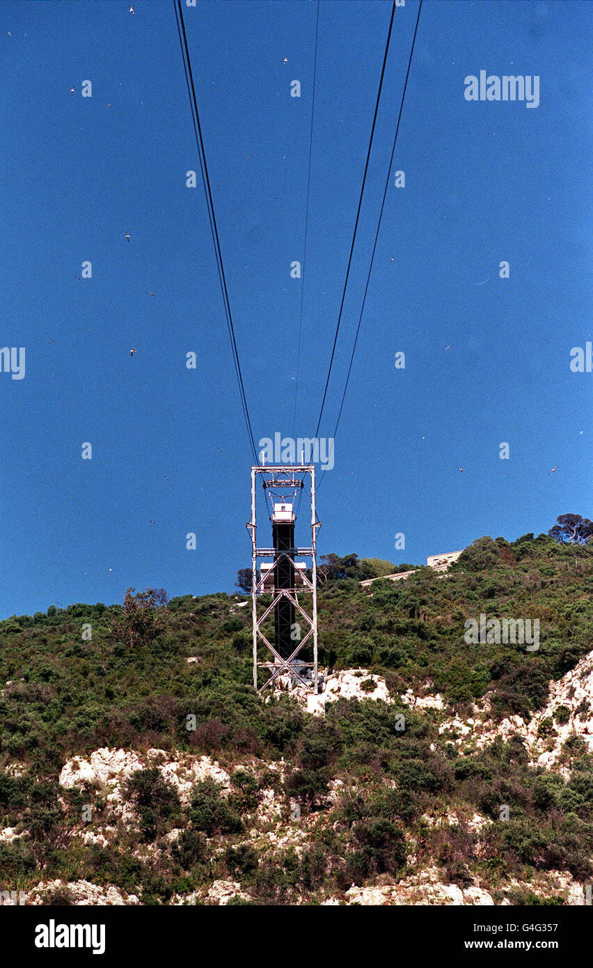 GIBRALTAR STOCK SHOTS. PA NACHRICHTEN,FOTO 17/4/98 CABLE CAR IN GIBRALTAR Stockfoto