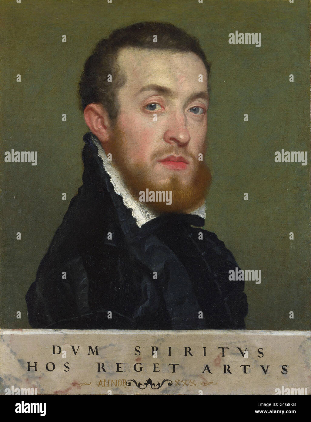 Giovanni Battista Moroni - Büste Porträt eines jungen Mannes mit einer Inschrift Stockfoto