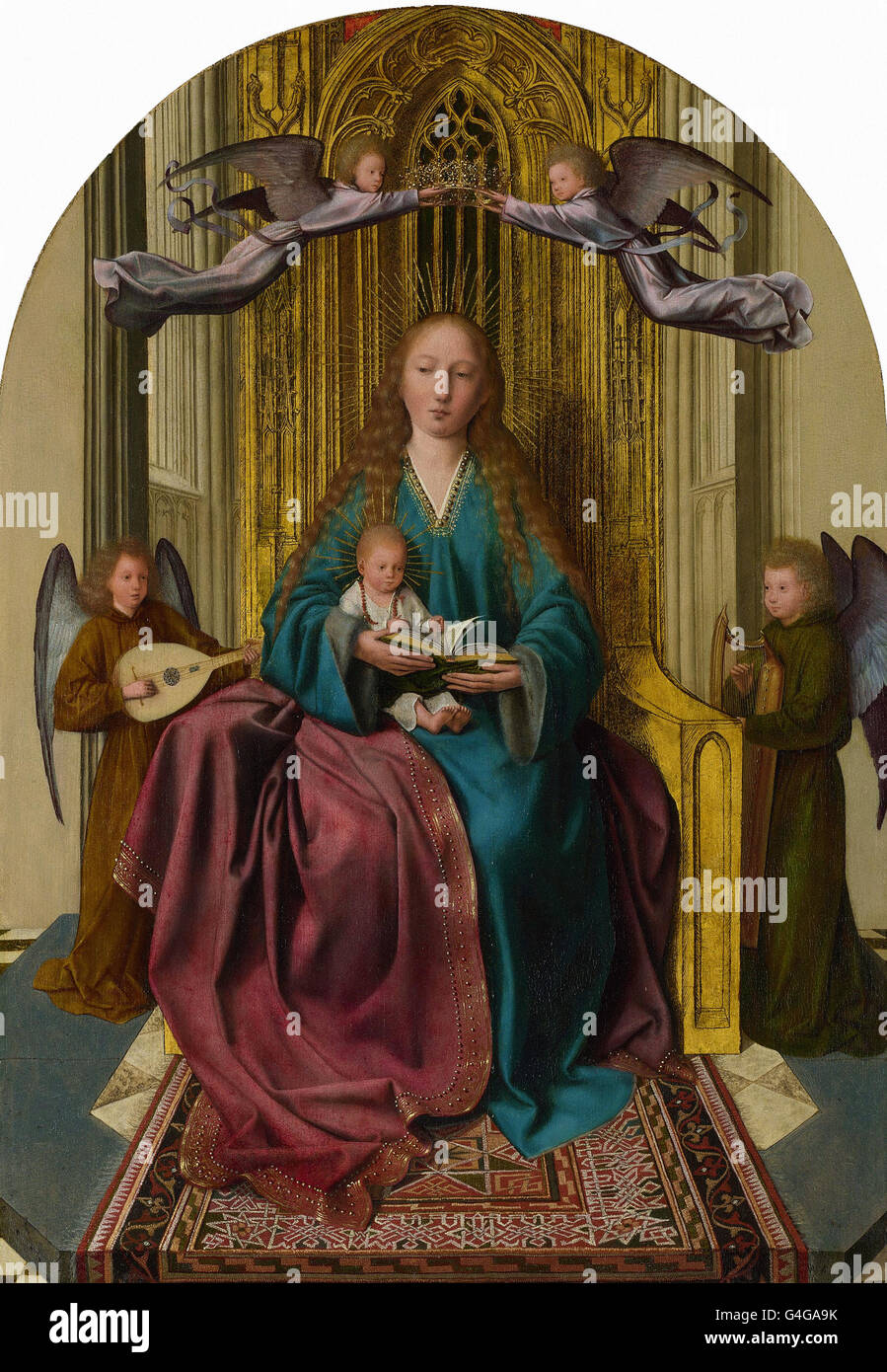 Quinten Massys - die Jungfrau und das Kind thront, mit vier Engeln Stockfoto