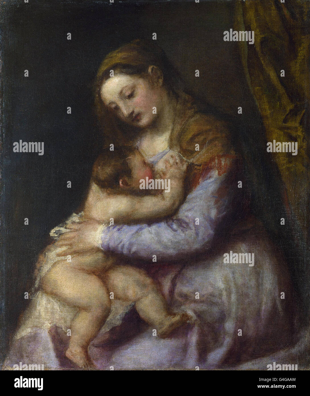 Tizian - die Jungfrau, die den Säugling Christus Spanferkel Stockfoto