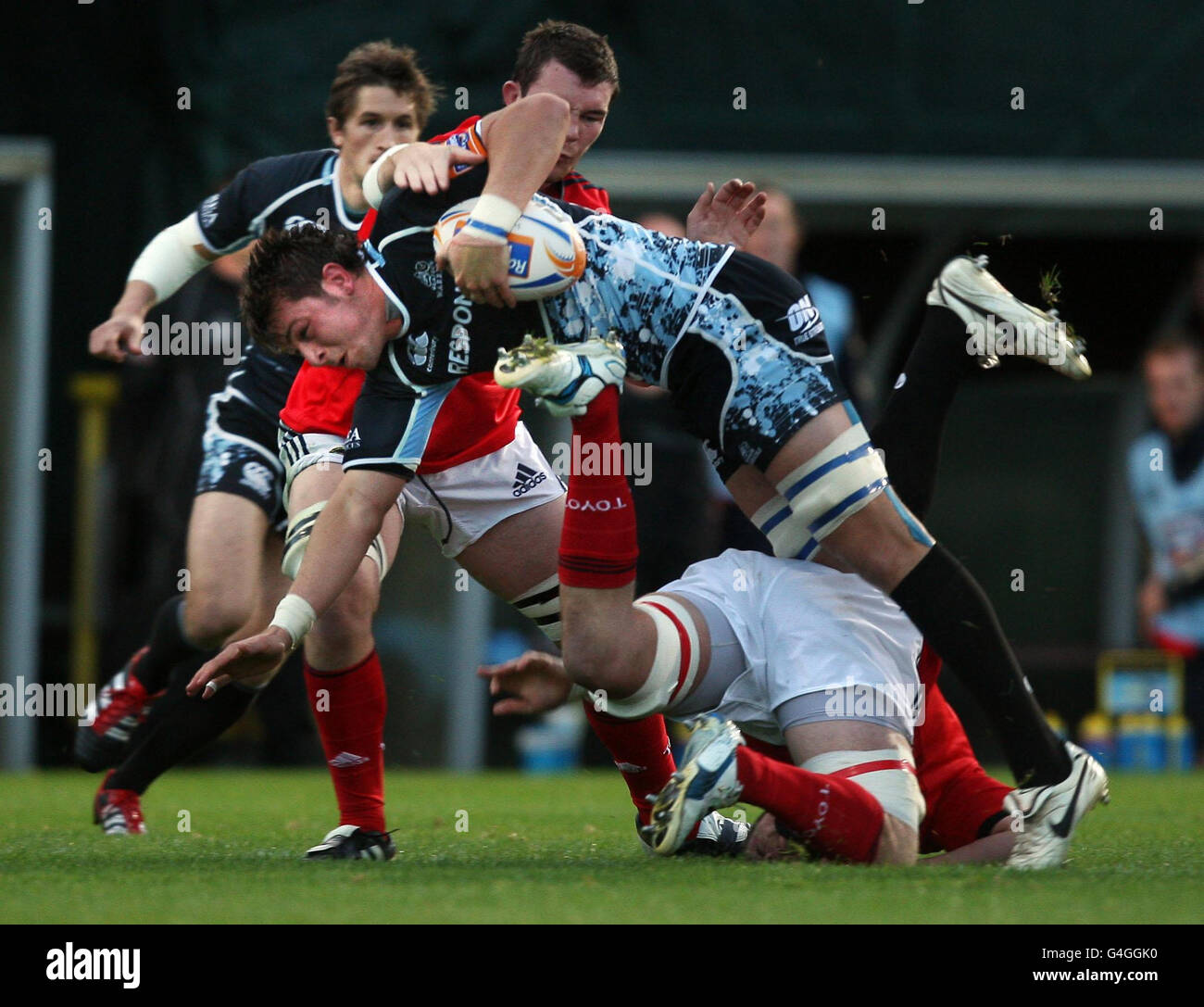 Rugby Union - RaboDirect PRO12 - Glasgow Warriors / Munster Rugby - Firhill Stadium. Die Glasgow Warriors Ryan Wilson kämpft während des RaboDirect PRO12-Spiels im Firhill Stadium, Glasgow, gegen Munster. Stockfoto