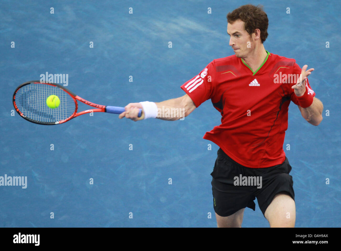 Tennis - 2011 US Open - Tag dreizehn - Flushing Meadows. Der britische Andy Murray im Einsatz gegen den spanischen Rafael Nadal am dreizehnten Tag der US Open in Flushing Meadows, New York, USA. Stockfoto