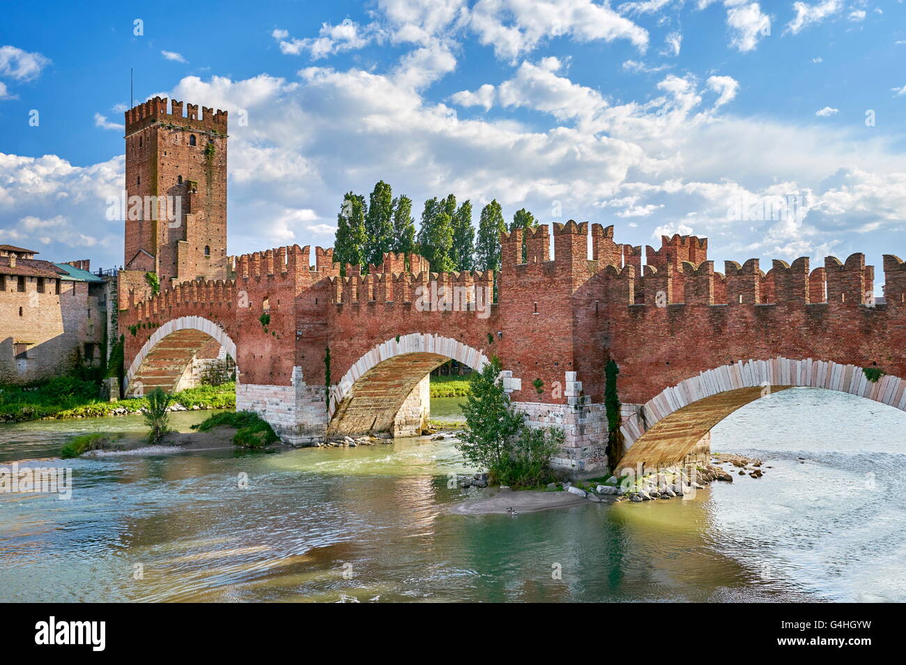 Castelvecchio Brücke, Altstadt von Verona, Venetien, Italien Stockfoto